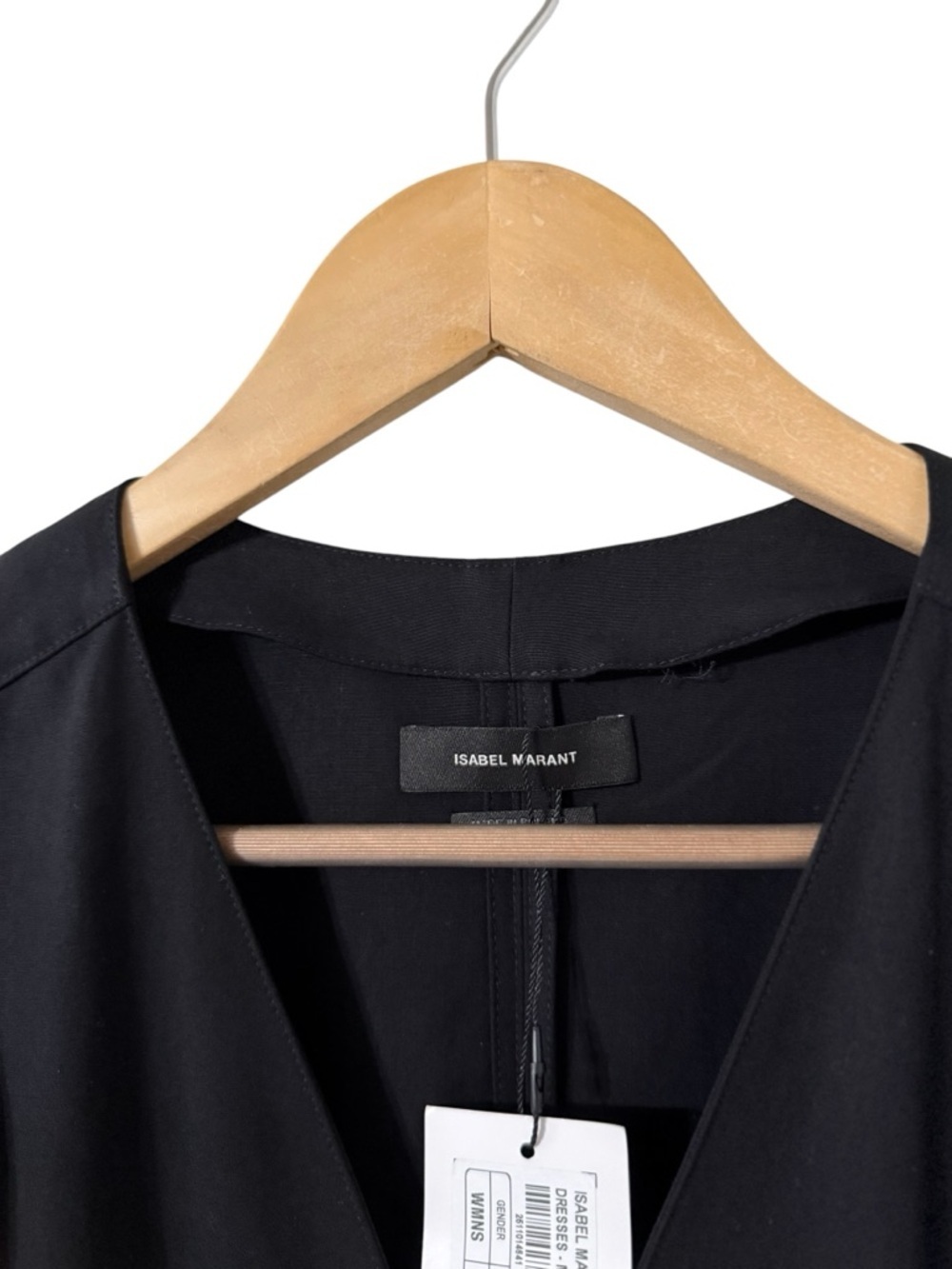 NWT ISABEL MARANT Silabi A-Line V-Neck Long Sleeve Flared Crepe Midi Black Dress - Picture 6 of 12